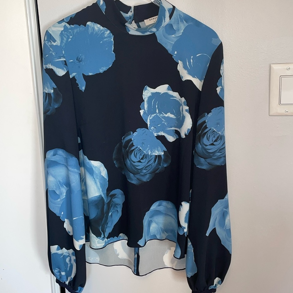 Babaton floral long sleeve blouse size Small